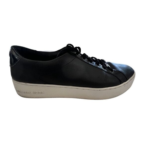 Michael Kors Keaton Black Leather Trainer Sneakers‎ Shoes Flats Size 9.5 M - Picture 10 of 15